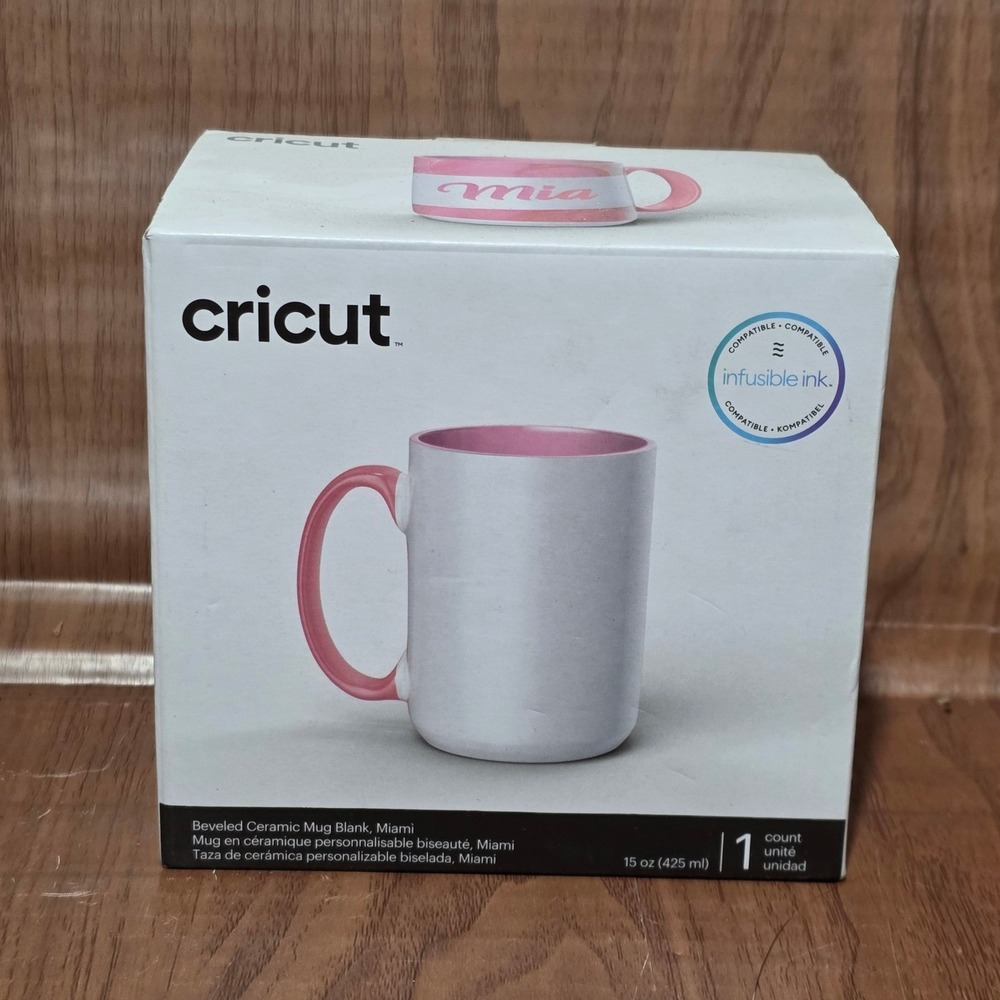 Cricut Ceramic Beveled Blank Mug Miami 15oz Infusible Ink Compatible New Sealed